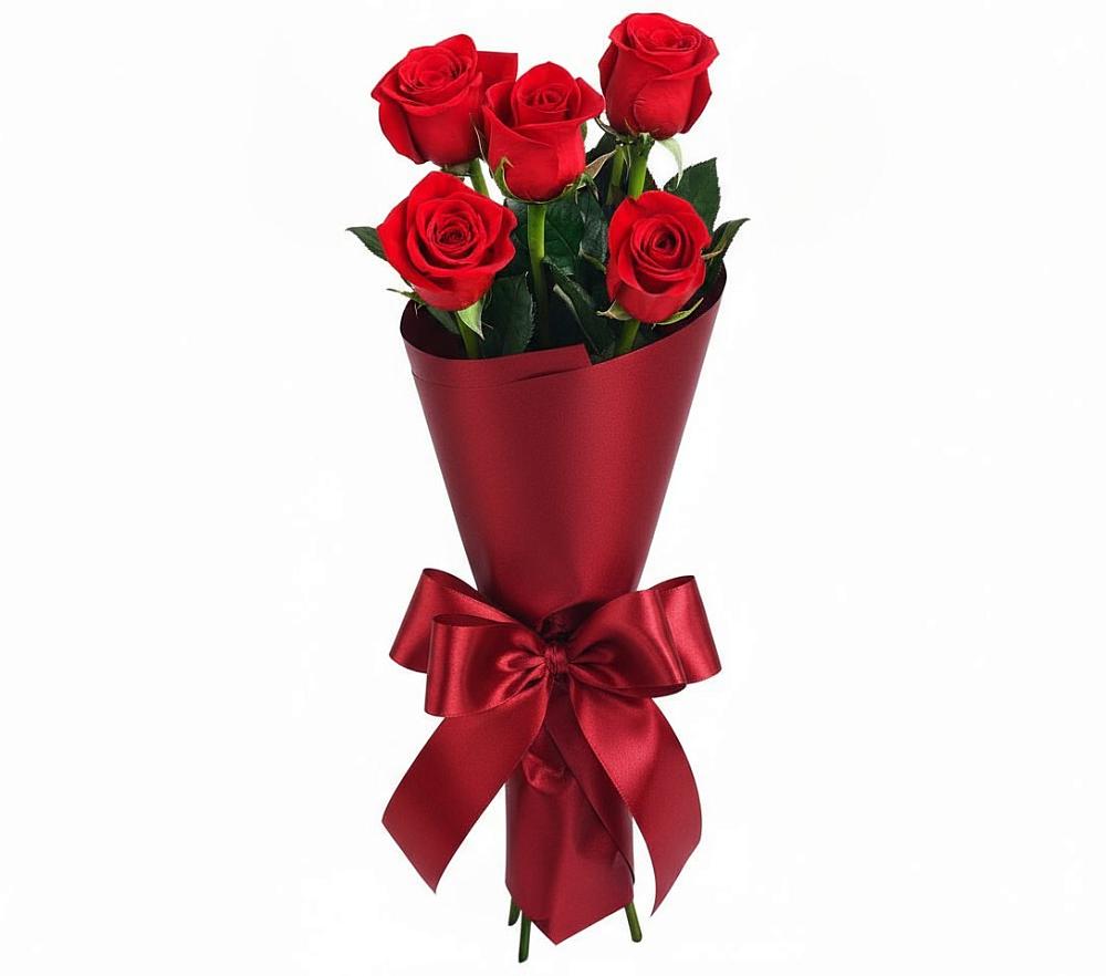 Букет 5 Красных роз Эдлесс Лав в Вельяминово