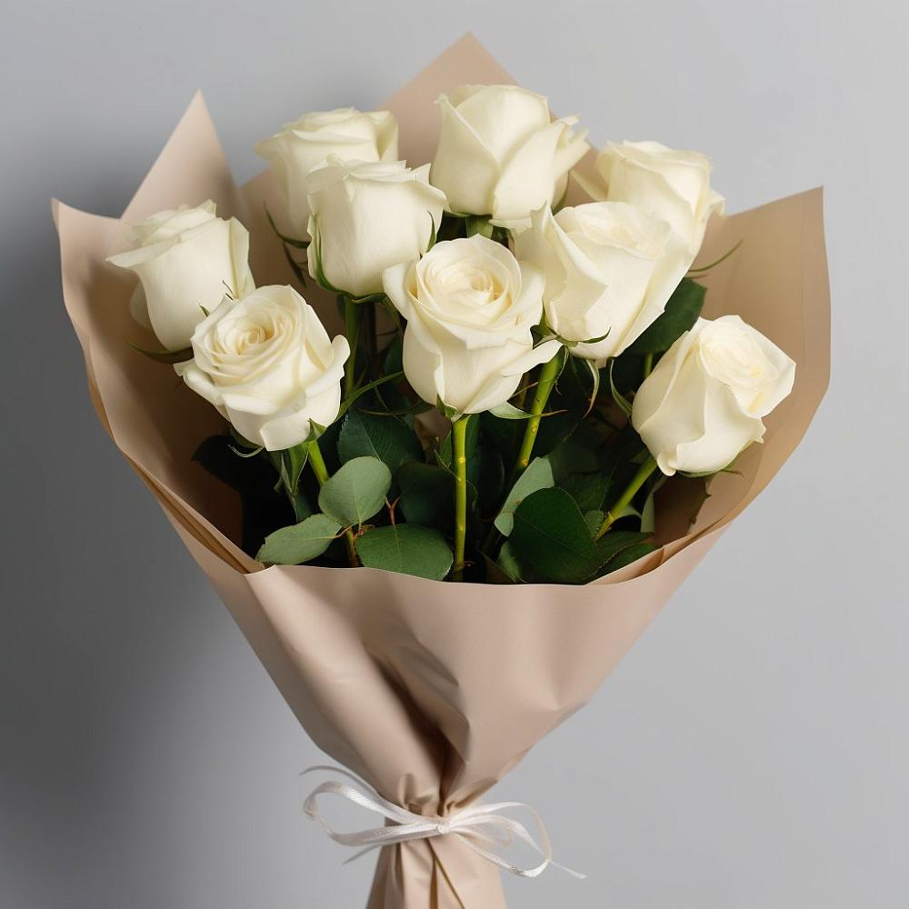 Букет 9 Белых роз Эдлесс Лав в Вельяминово