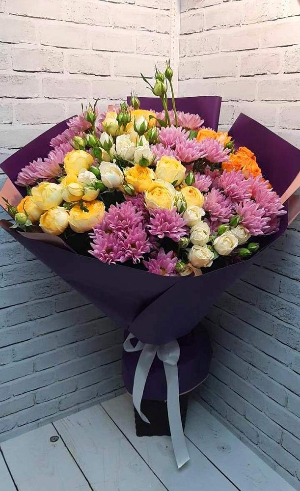 Букет цветов из: Хризантемы и Розы в Вельяминово