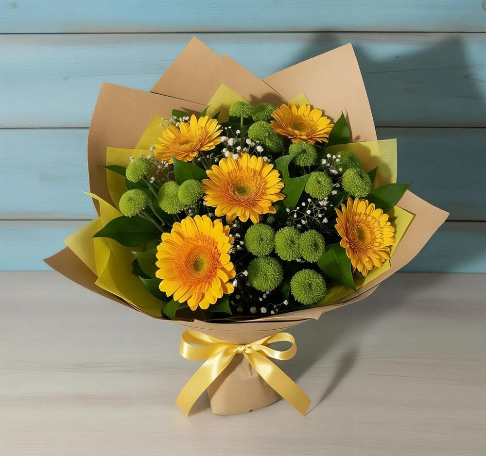 Букет цветов из: Герберы и Хризантемы в Вельяминово
