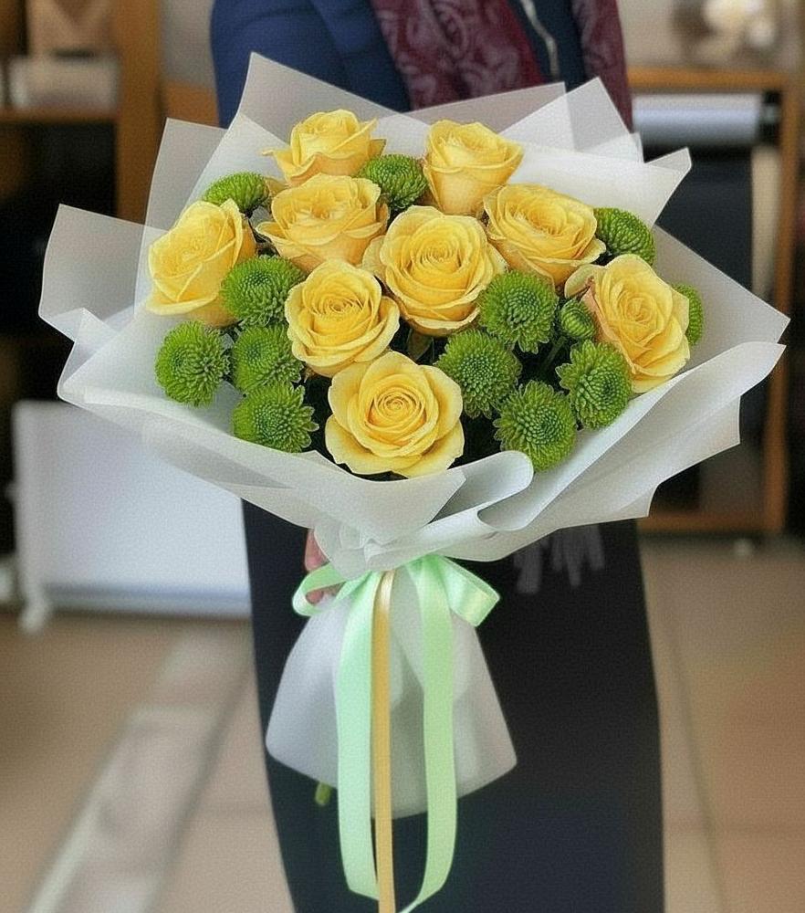 Букет цветов из: Хризантемы и Розы в Вельяминово