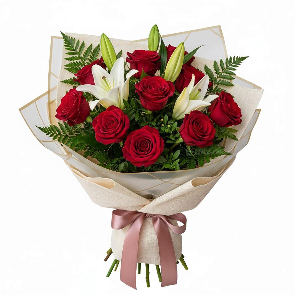 Букет цветов из: Лилии и Розы в Вельяминово