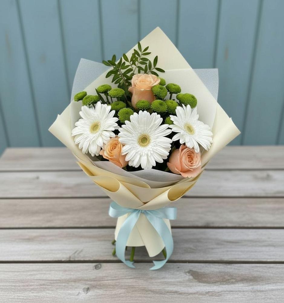 Букет цветов из: Герберы, Розы и Хризантемы в Вельяминово