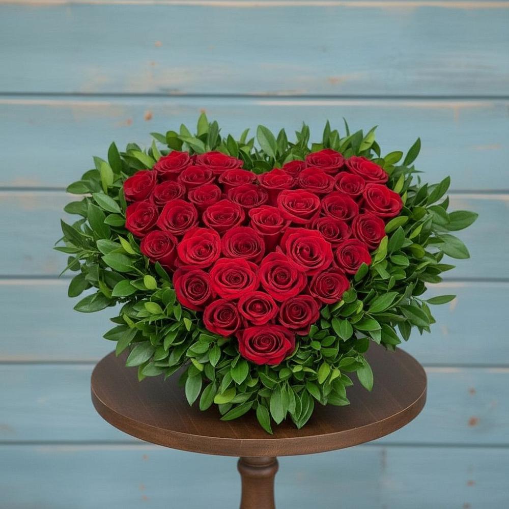 Цветочная композиция из Розы в виде сердца в Вельяминово